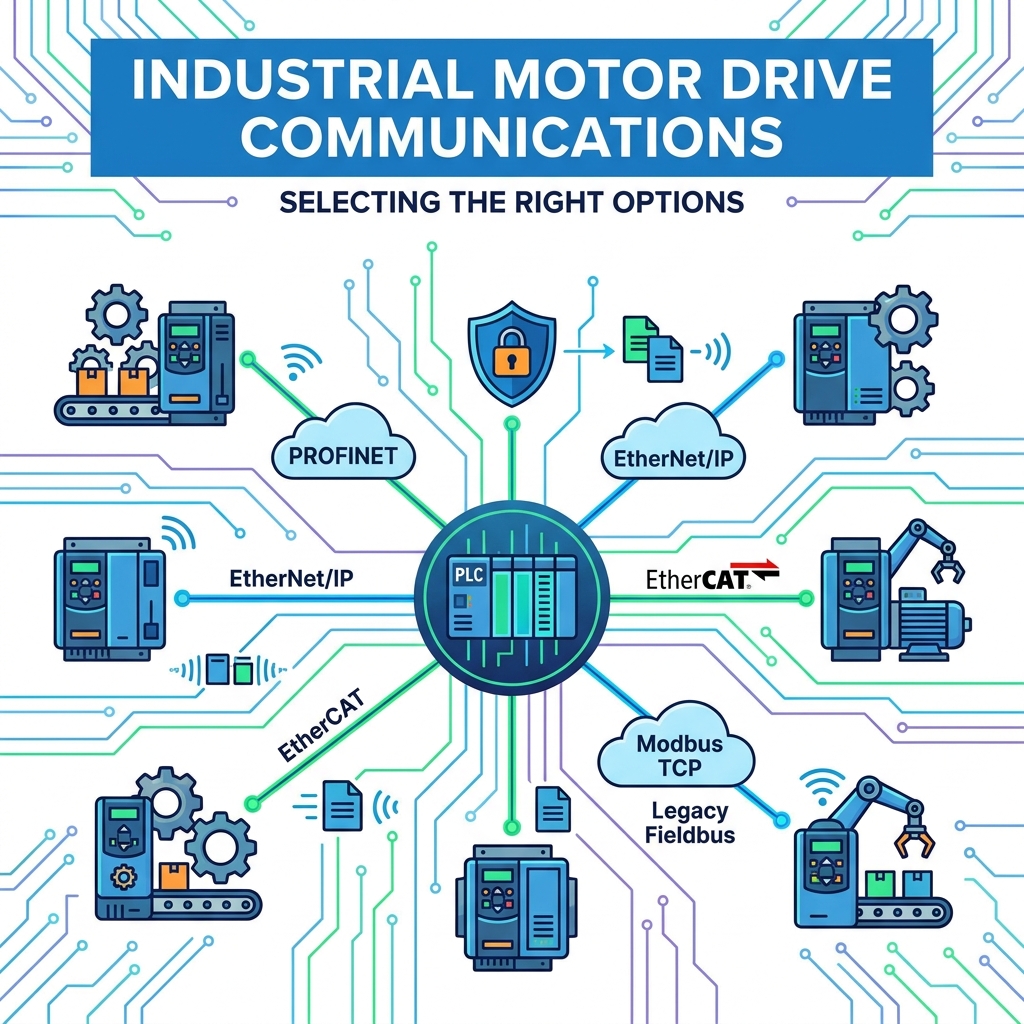 Welche Kommunikationsoptionen sind bei der Auswahl industrieller Motorantriebe wichtig?